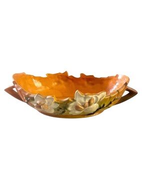 Vtg Roseville Pottery Coral Magnolia Console. 449-10